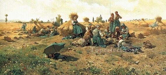 Peasants Lunching in a Field countrywoman Daniel Ridgway Knight Oil Paintings